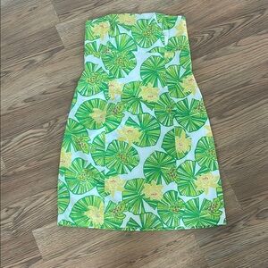 Lilly Pulitzer Green and Yellow Strapless Dress